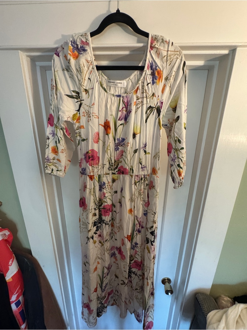 Floral White Maxi Dress with Pink & Purple Blooms - Honore James